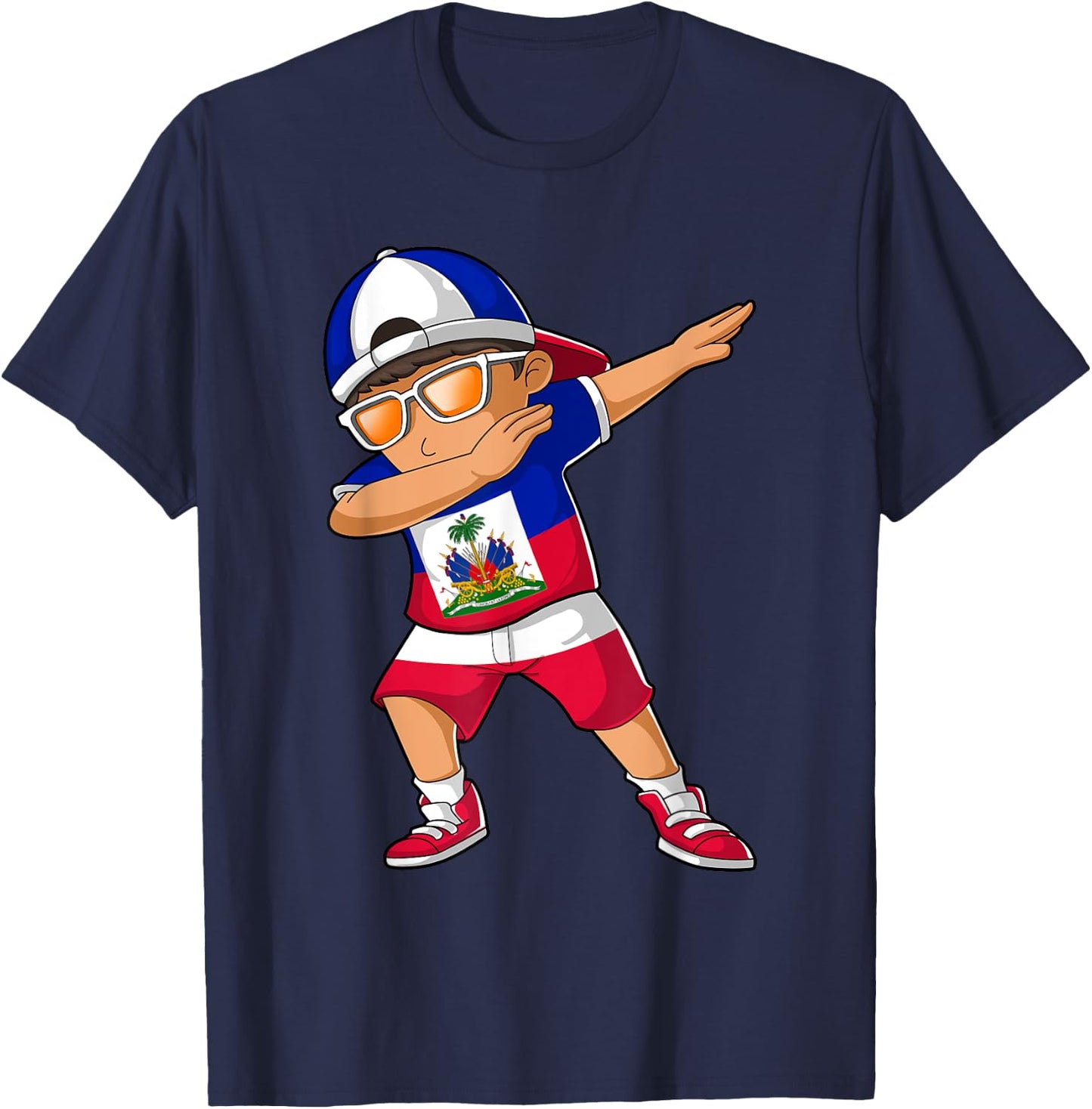 Half Haitian Half Polish Boy Haiti Poland Flag T-Shirt - T-Shirt | Navy