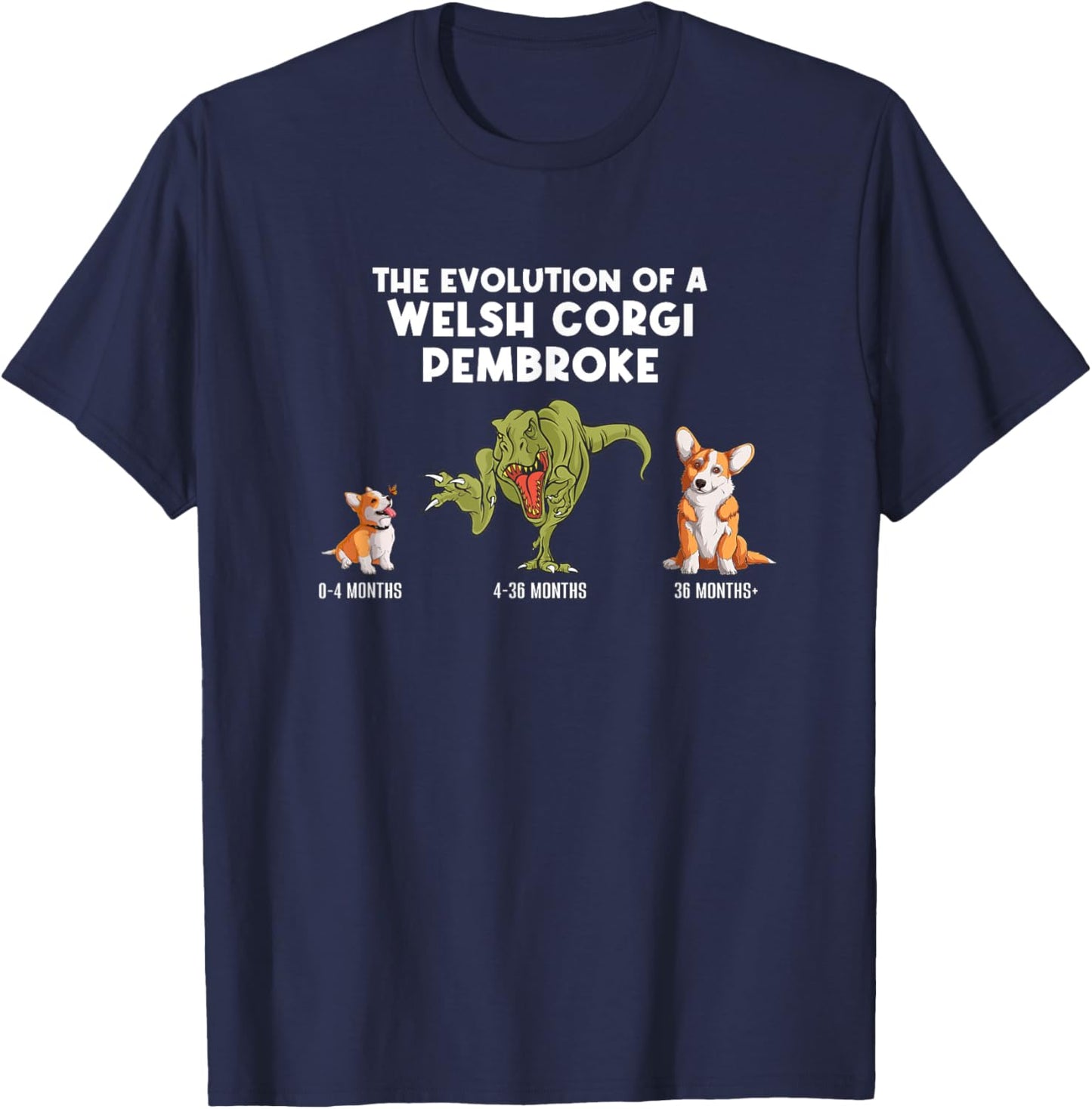 The Evolution Of A Welsh Corgi Pembroke Funny Corgi T-Shirt - T-Shirt | Navy