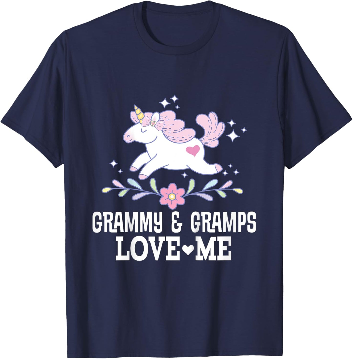 Grammy and Gramps Love Me Grandchild Unicorn T-Shirt - T-Shirt | Navy