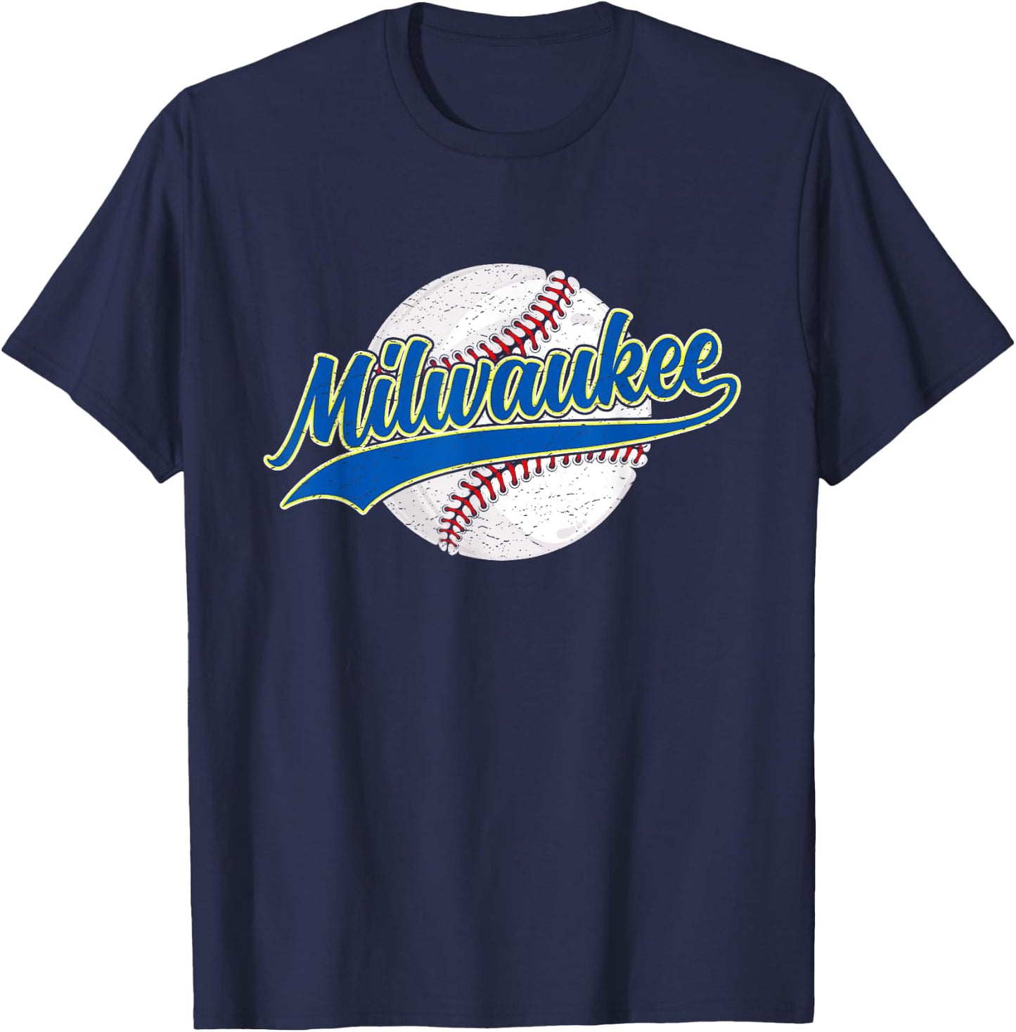 Milwaukee City Vintage Baseball Lover Retro Men Women T-Shirt - T-Shirt | Navy
