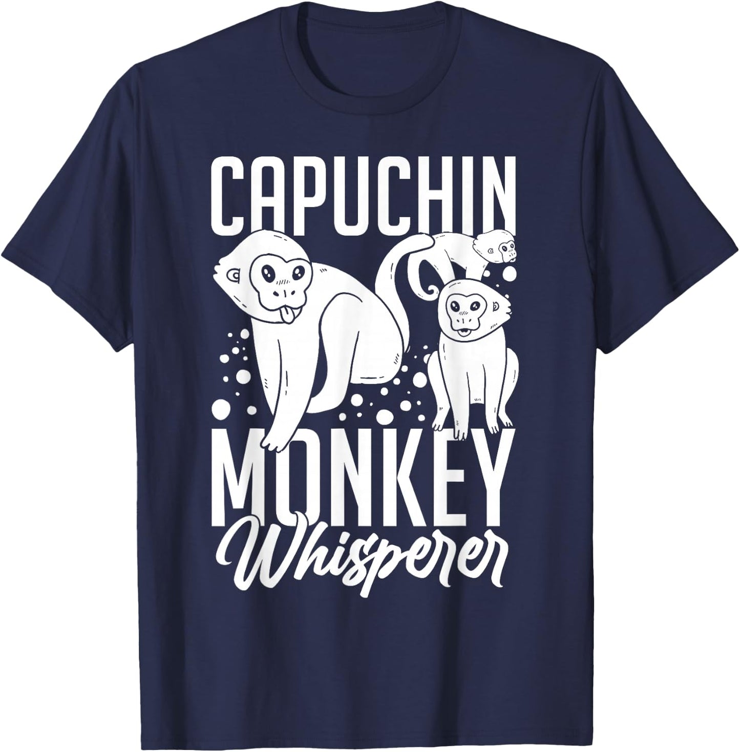 Capuchin Monkey Funny Cute Cage Food Animal T-Shirt - T-Shirt | Navy