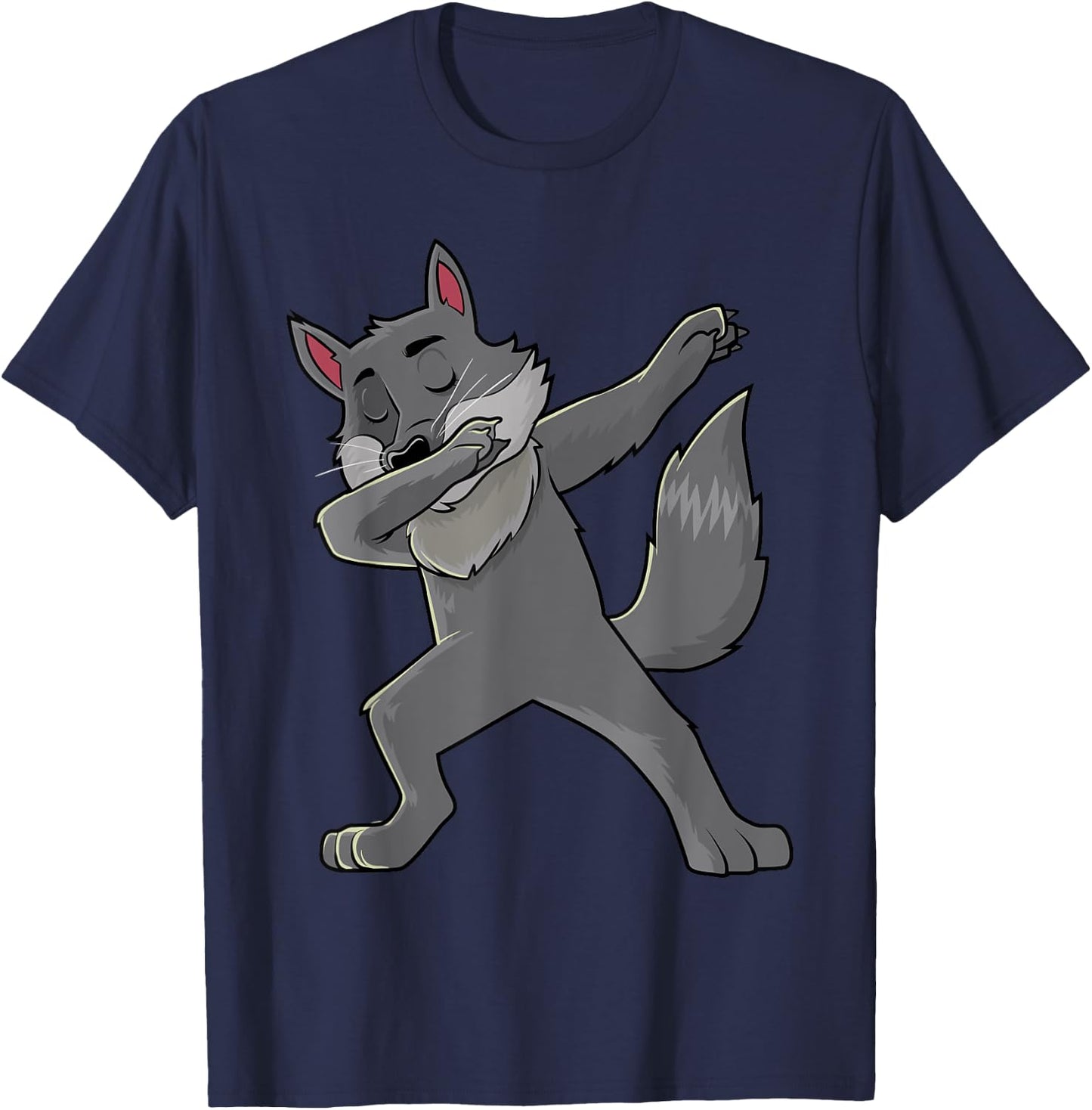 Dabbing Wolf Wolves Animal Lover Men Women Kids T-Shirt - T-Shirt | Navy