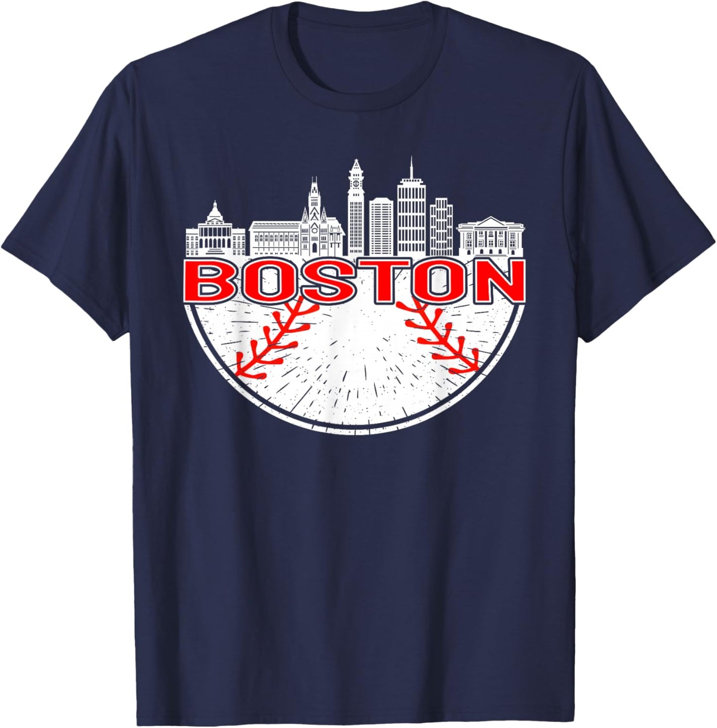 Vintage Style Boston Baseball and Men T-Shirt - T-Shirt | Navy