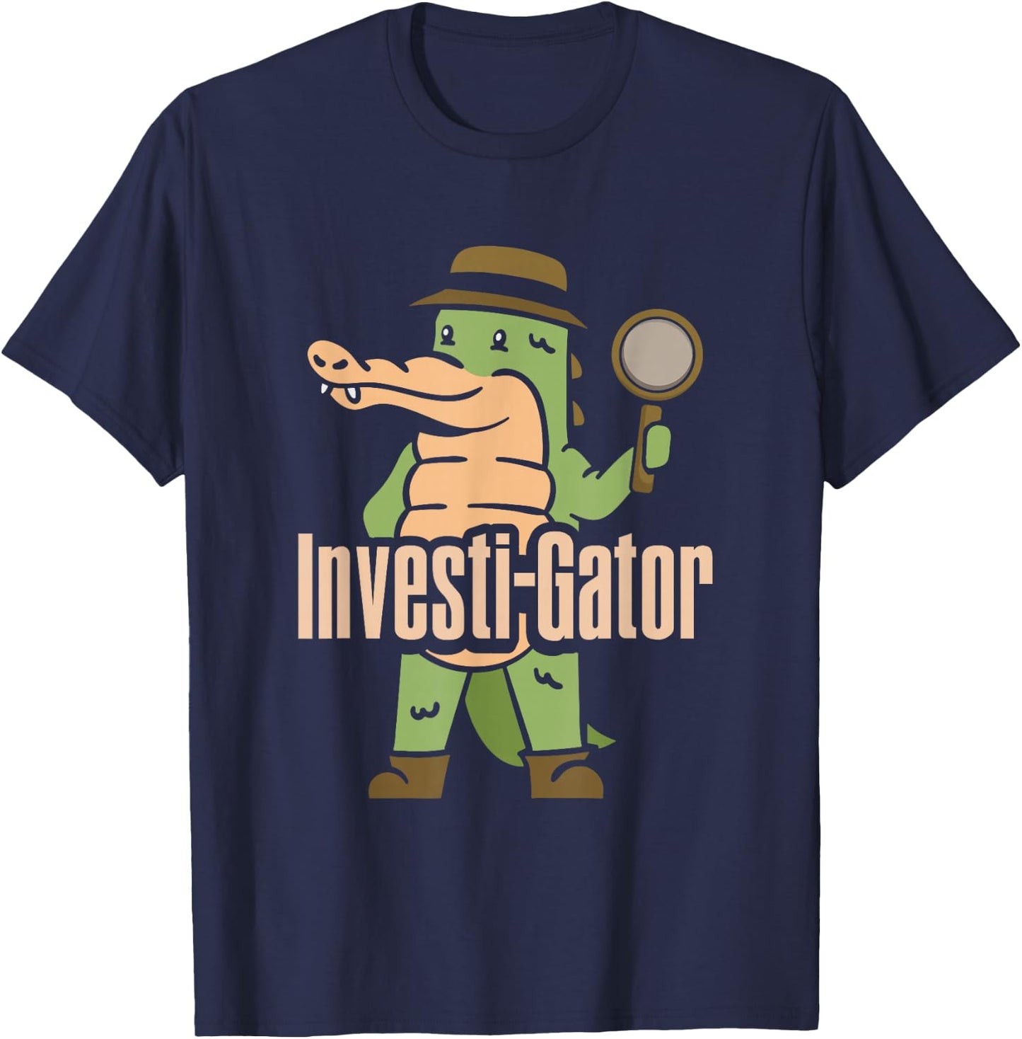 Investi-Gator, Alligator Spy Private Detective Investigator T-Shirt - T-Shirt | Navy