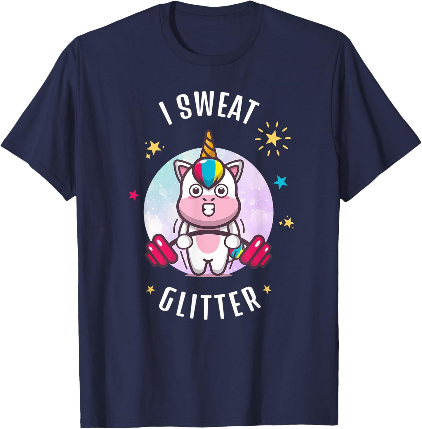 I Sweat Glitter - Funny Unicorn Sassy Fitness Workout T-Shirt - T-Shirt | Navy
