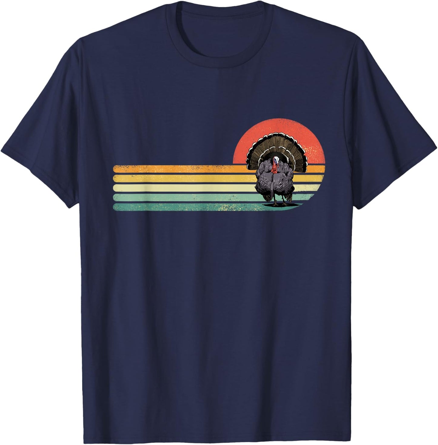 Retro Vintage Wild Turkey Bird Thanksgiving Turkey Hunting T-Shirt - T-Shirt | Navy