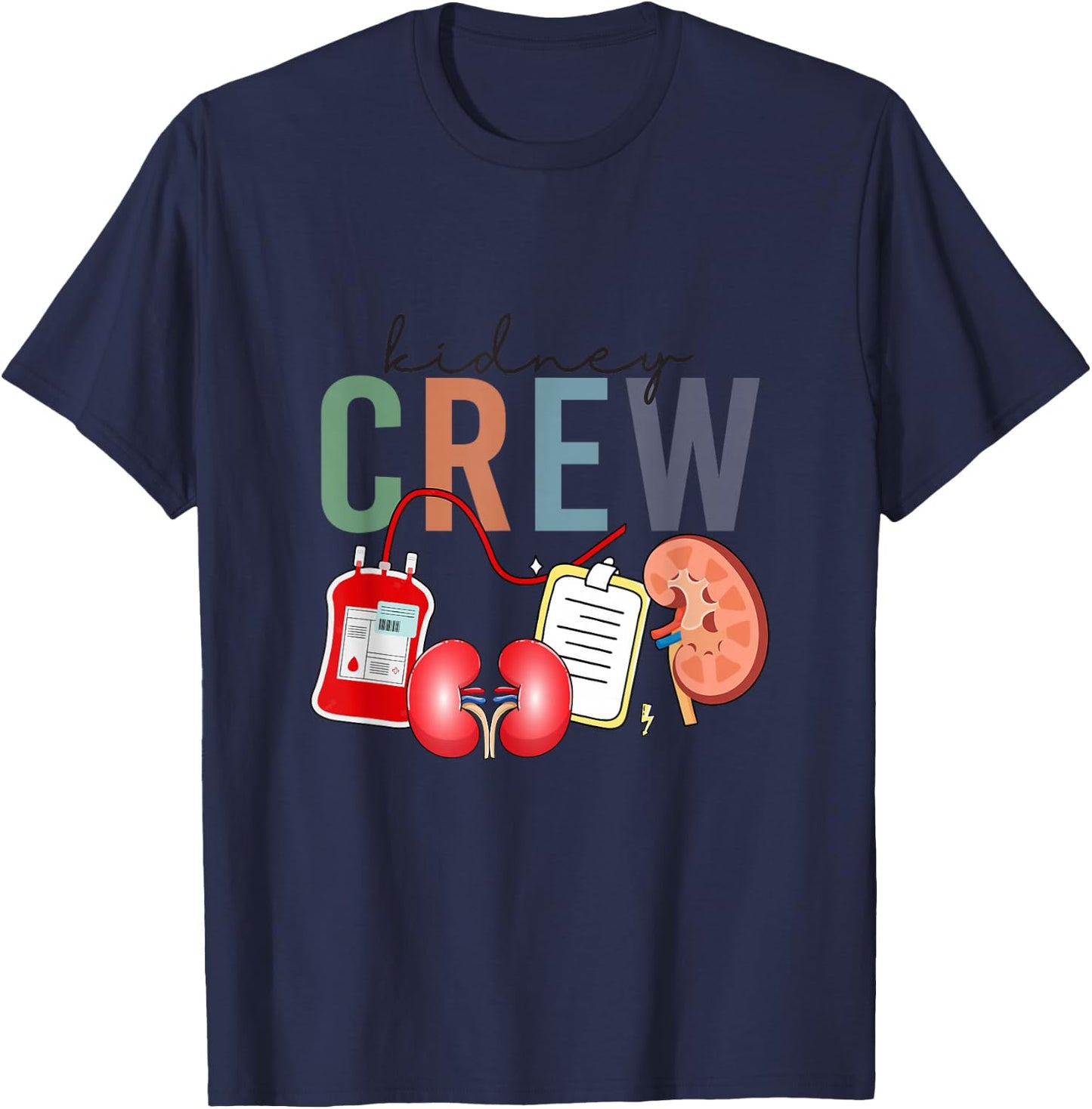 Kidney Crew Vintage Dialysis Technician Nephrology Nurse T-Shirt - T-Shirt | Navy