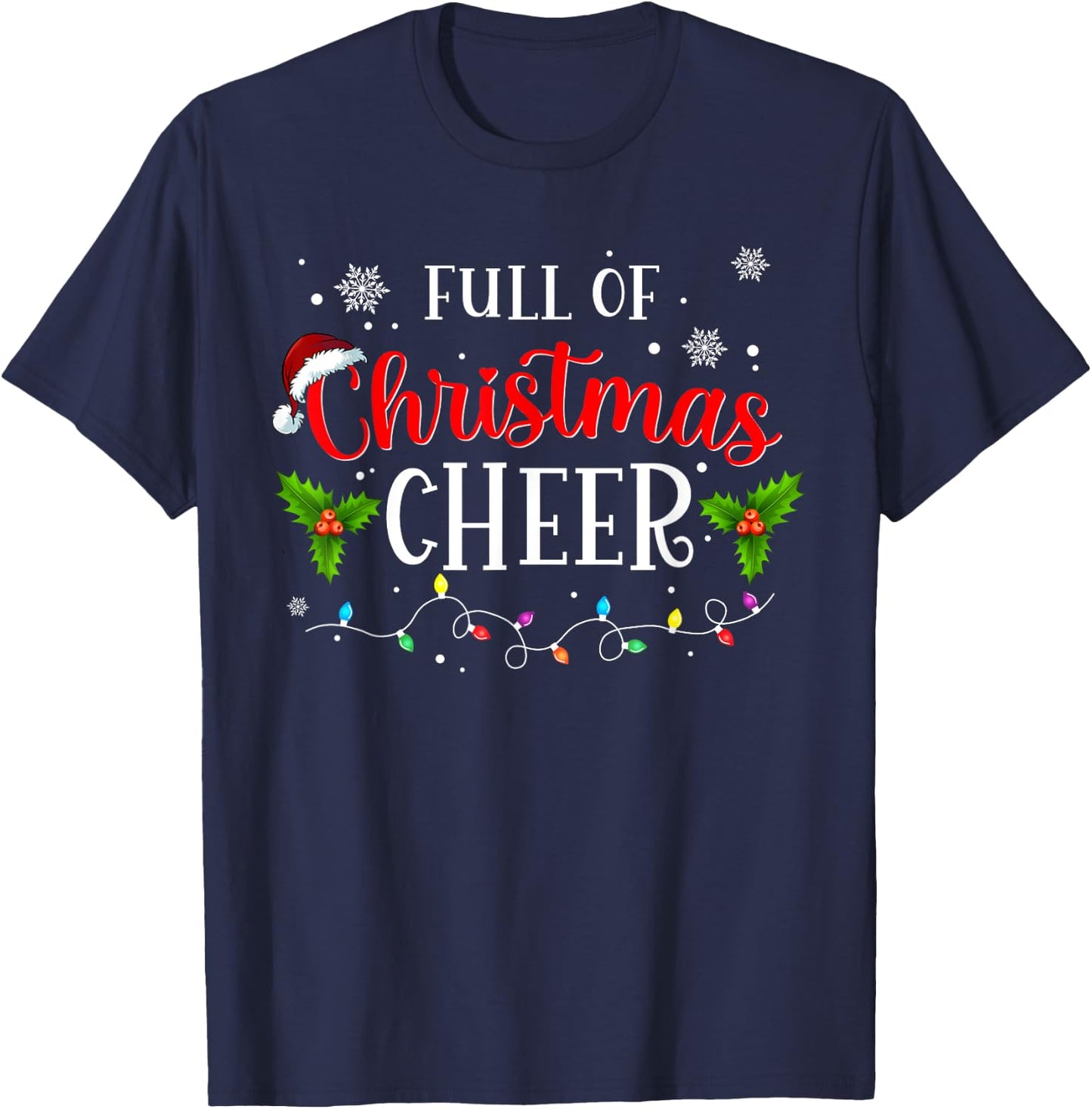 Full Of Christmas Beer And Christmas Cheer Couple Matching T-Shirt - T-Shirt | Navy