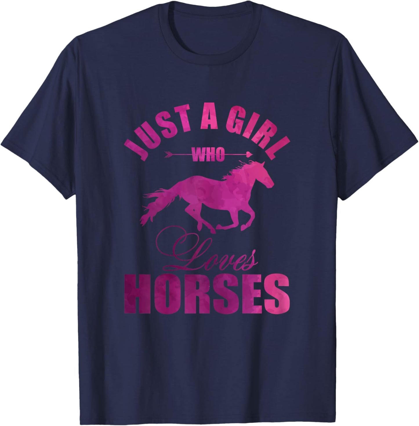 Just A Girl Who Loves Horses Watercolor Horse T-Shirt - T-Shirt | Navy