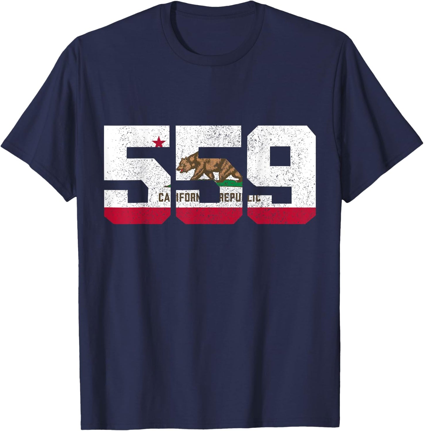 Fresno California 559 Area Code Pride Vintage Flag T-Shirt - T-Shirt | Navy