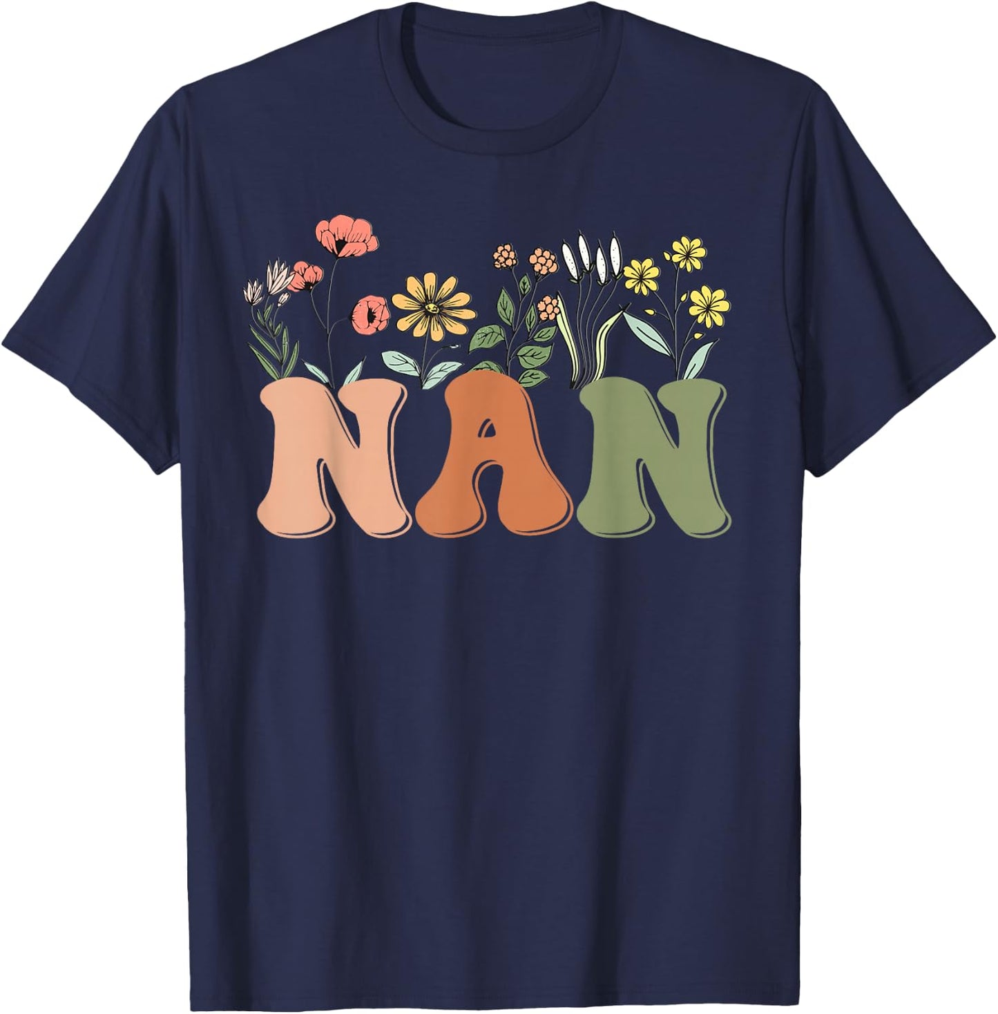 Wildflowers Nan Floral Mother's Day Nan T-Shirt - T-Shirt | Navy