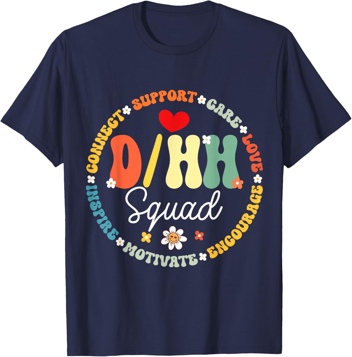 D/HH Squad Teacher Teachers Groovy ASL Interpreter T-Shirt - T-Shirt | Navy