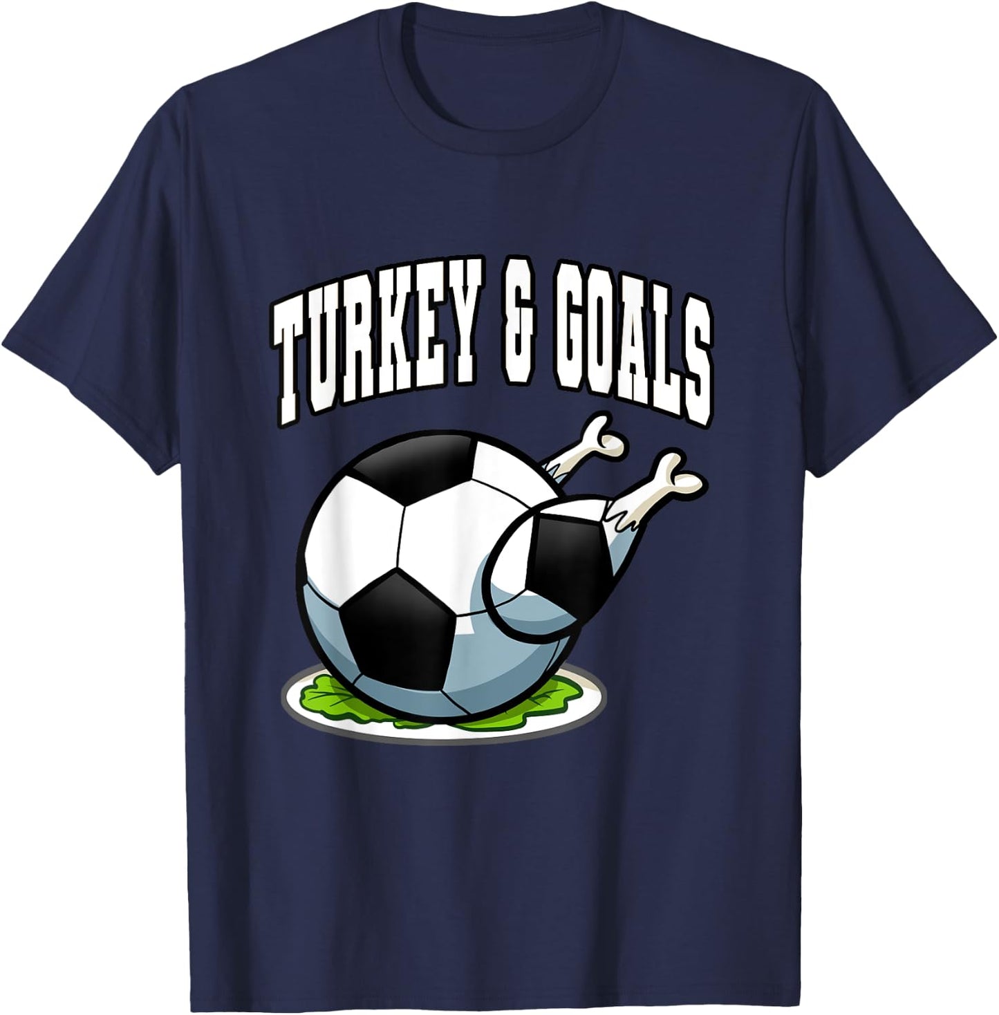 Thanksgiving Soccer Turkey Goals Men Boys T-Shirt - T-Shirt | Navy