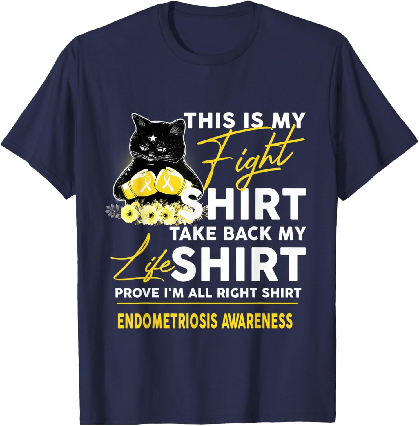 We Wear Endometriosis Awareness Funny Cat T-Shirt - T-Shirt | Navy
