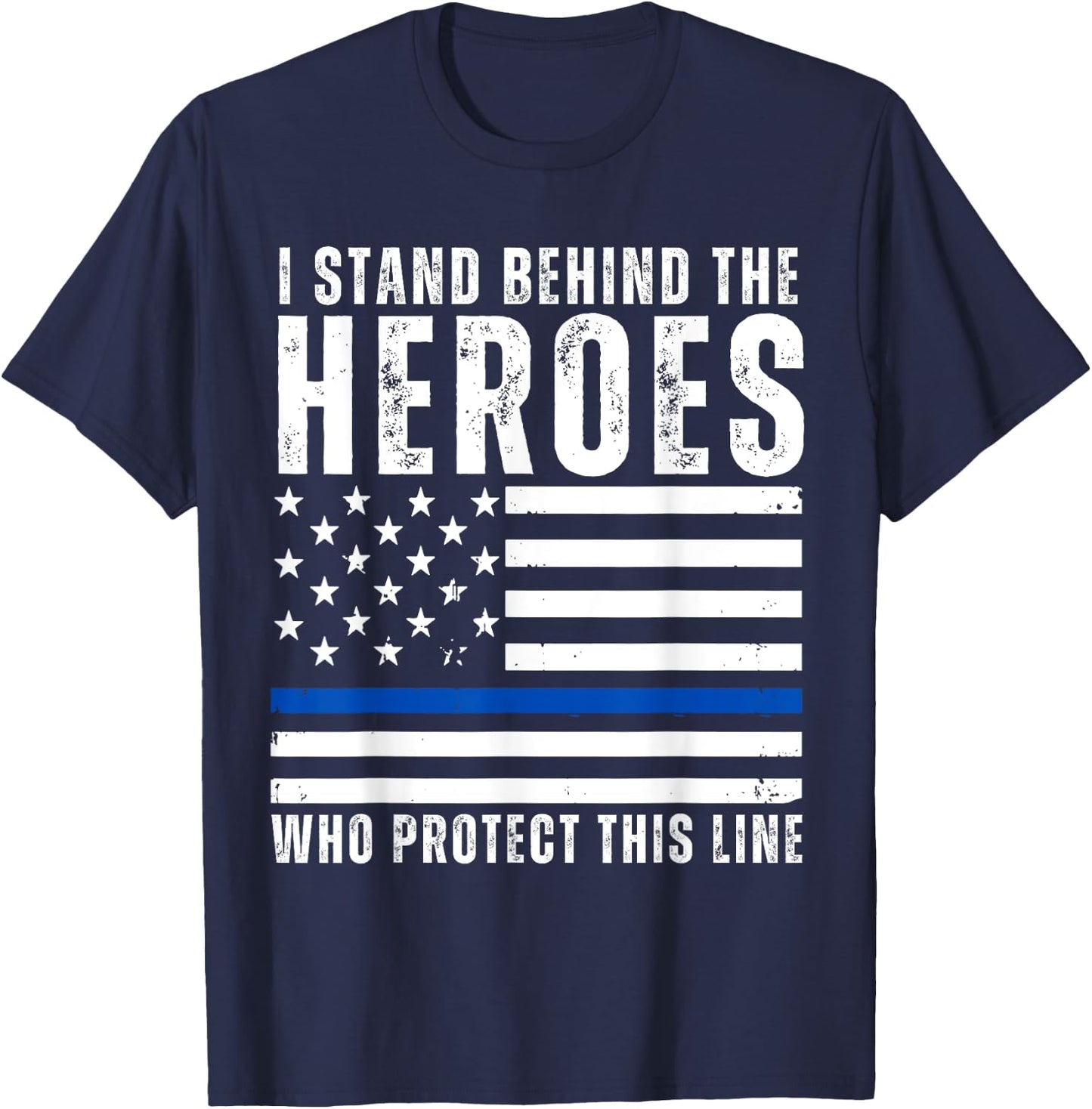 Thin Blue Line American Flag Police Support Blu Lives Matter T-Shirt - T-Shirt | Navy