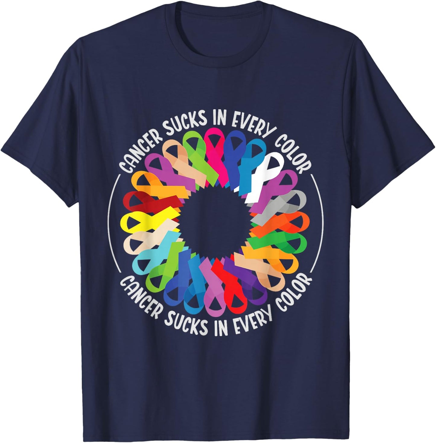 Cancer Sucks In Every Color Fighter | Funk Cancer T-Shirt - T-Shirt | Navy