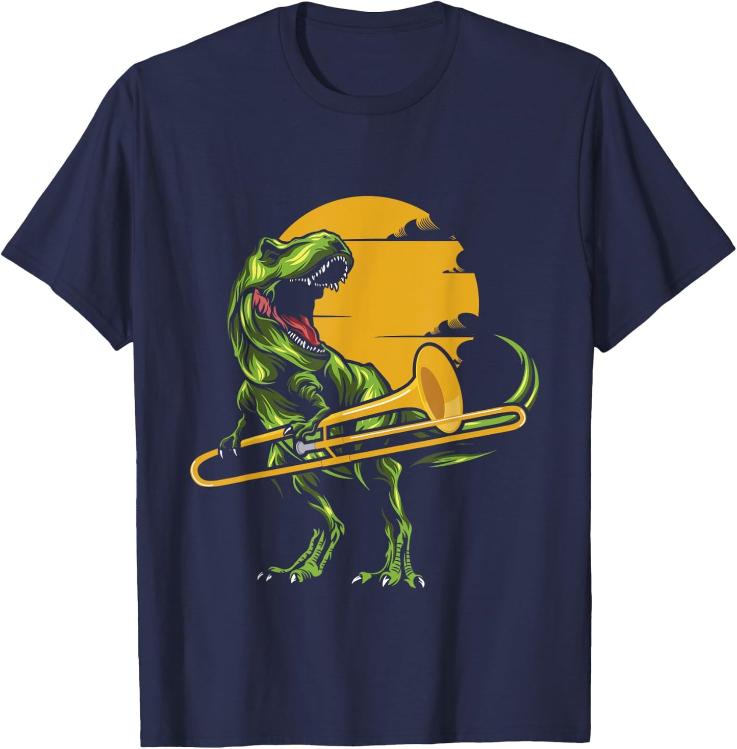 T Rex Trombone Player - Dino Trombonist Jazz Music Lover T-Shirt - T-Shirt | Navy