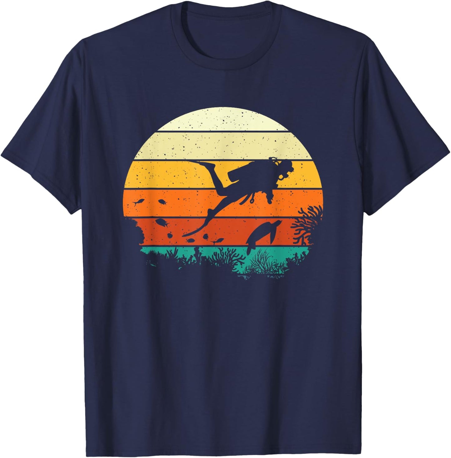 Retro Vintage Scuba Diver - Scuba Diving Ocean T-Shirt - T-Shirt | Navy