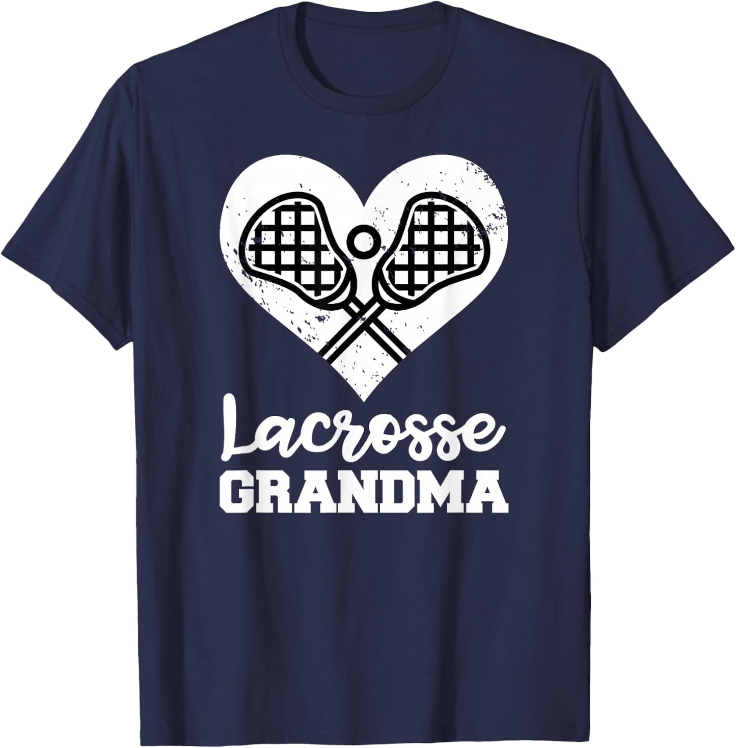 Lacrosse Grandma Heart Funny Lacrosse Player Grandma T-Shirt - T-Shirt | Navy