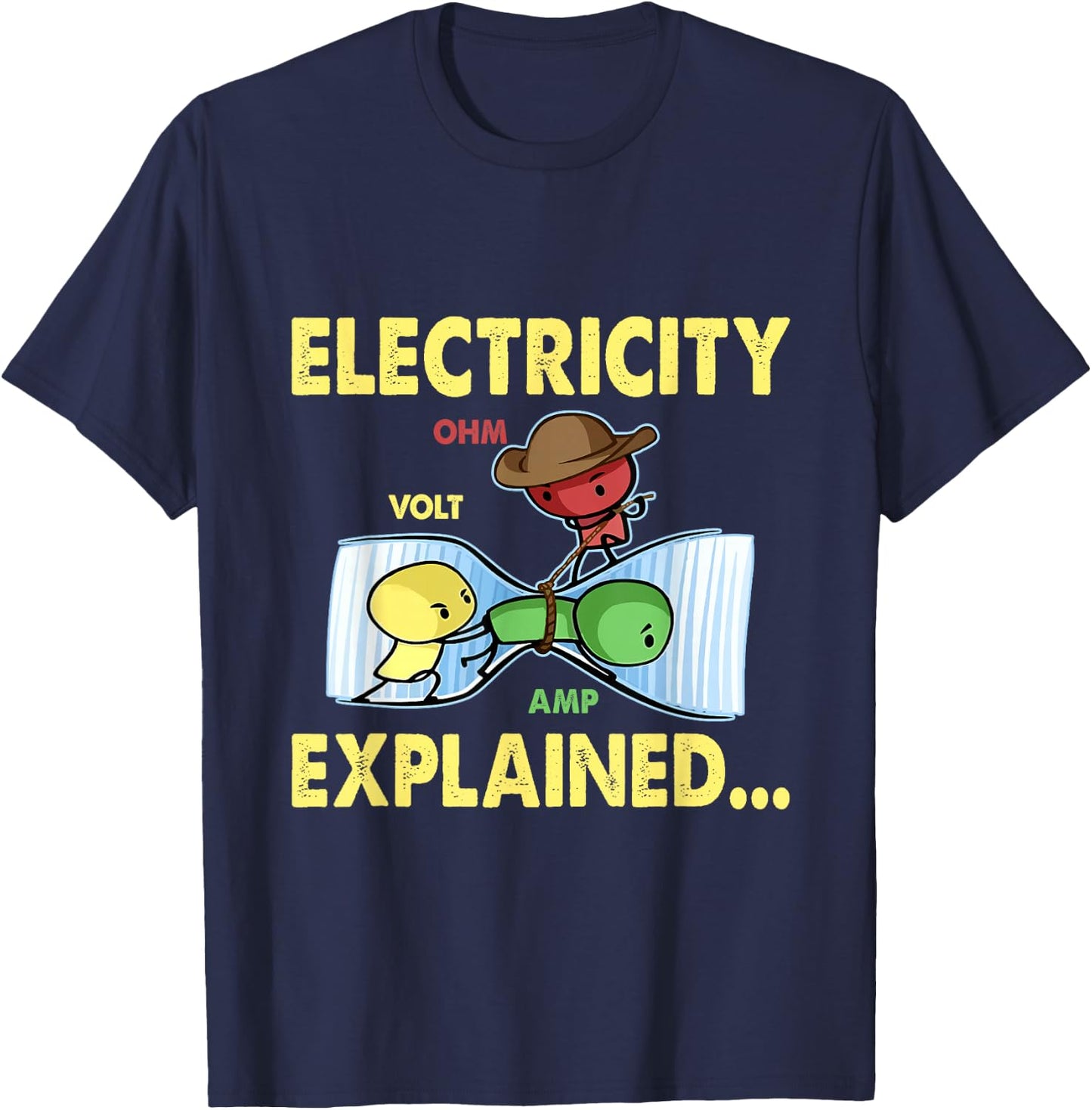 Electricity Explained Volt Ohm Amp Electrician Science T-Shirt - T-Shirt | Navy