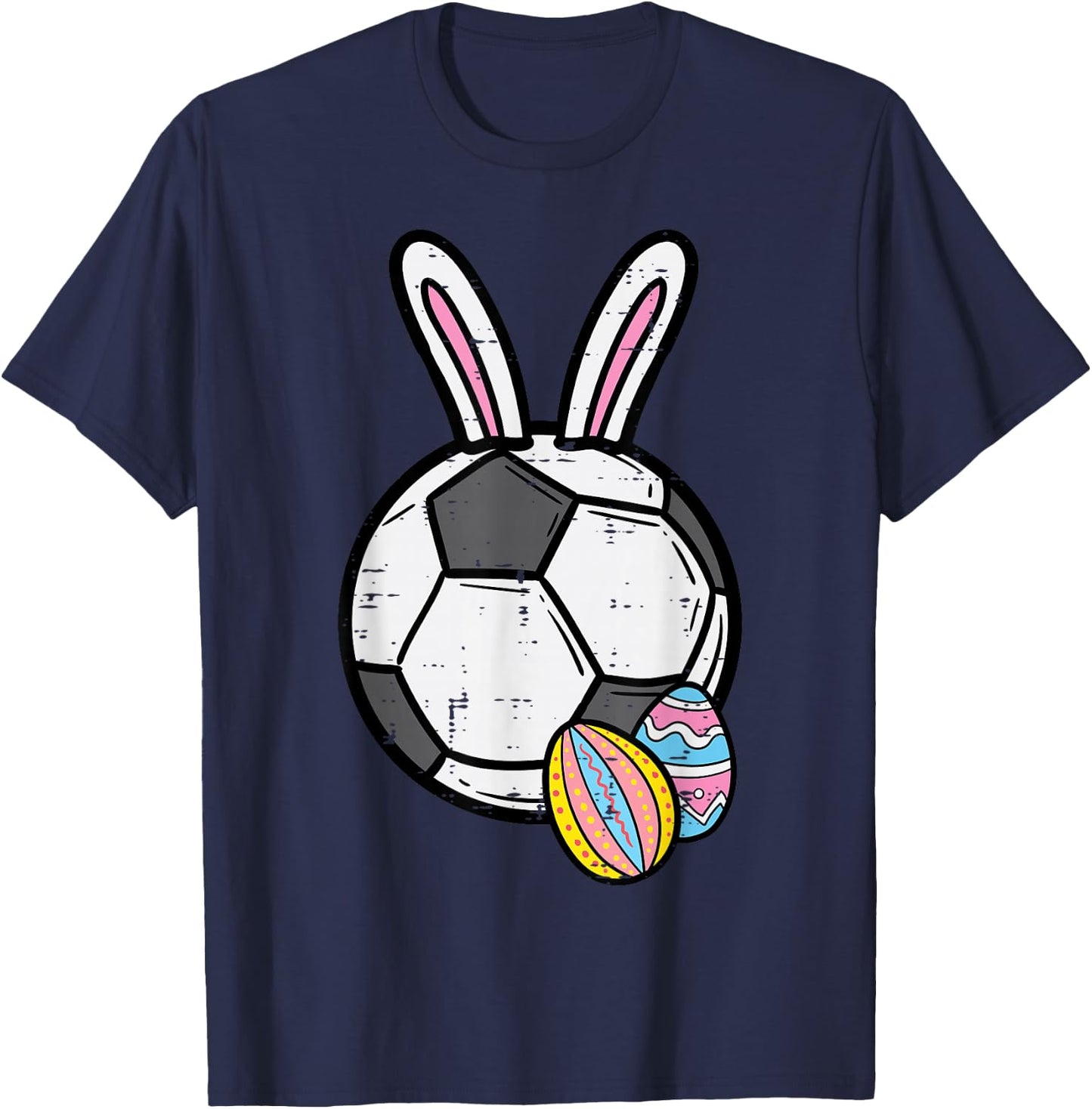Easter Soocer Ball Bunny Football Sports Men Boys Kids Teens T-Shirt - T-Shirt | Navy