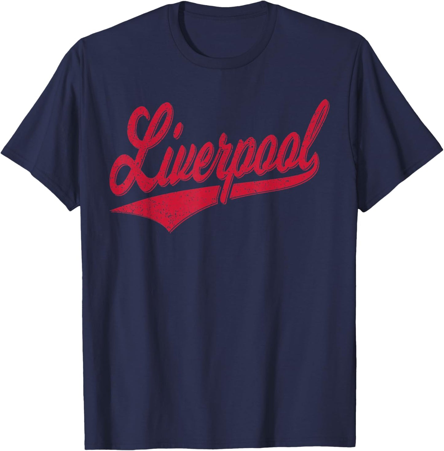 Liverpool England Varsity Script Classic Sport Style T-Shirt - T-Shirt | Navy