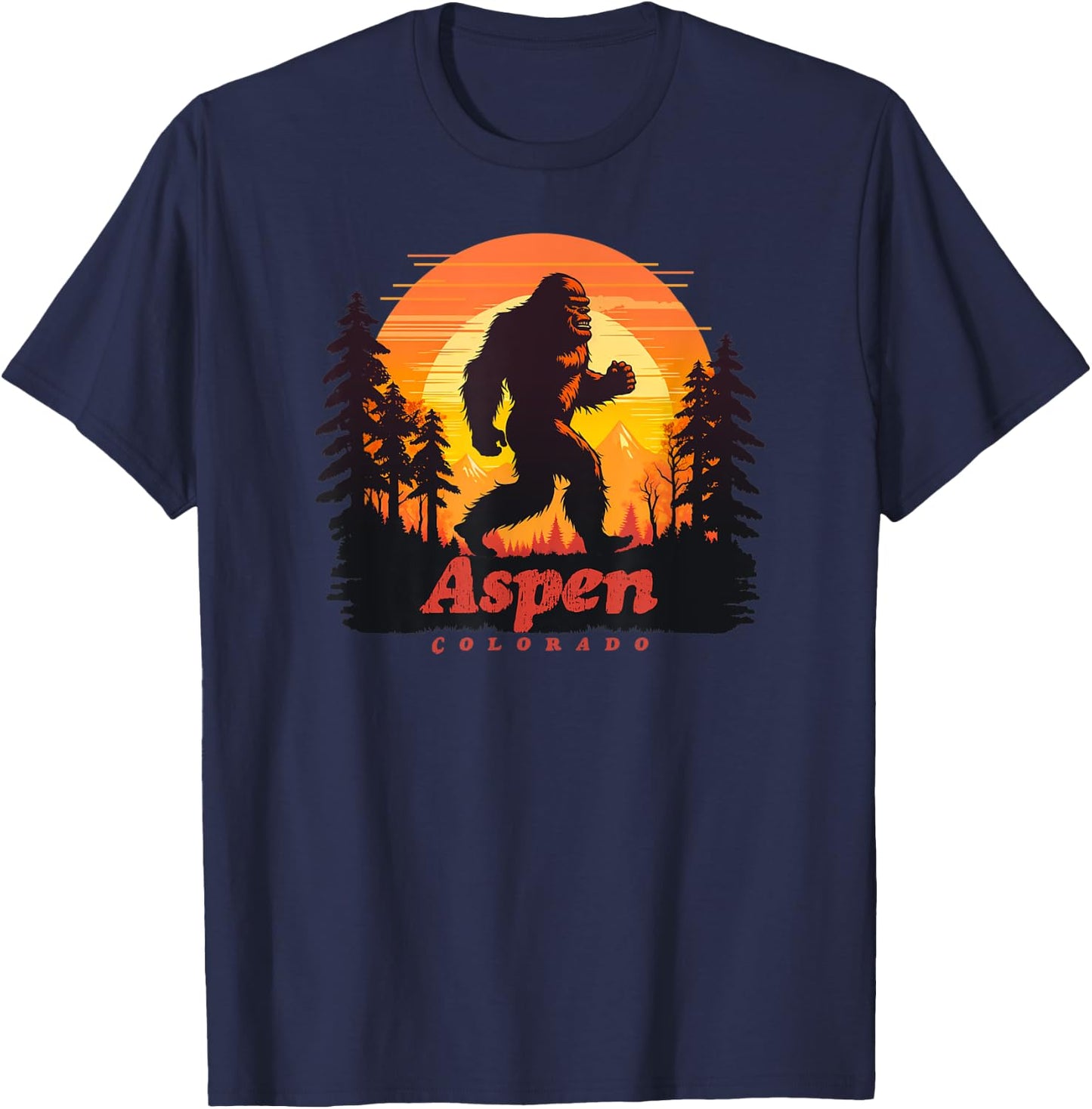 Aspen Colorado Bigfoot Sasquatch T-Shirt - T-Shirt | Navy