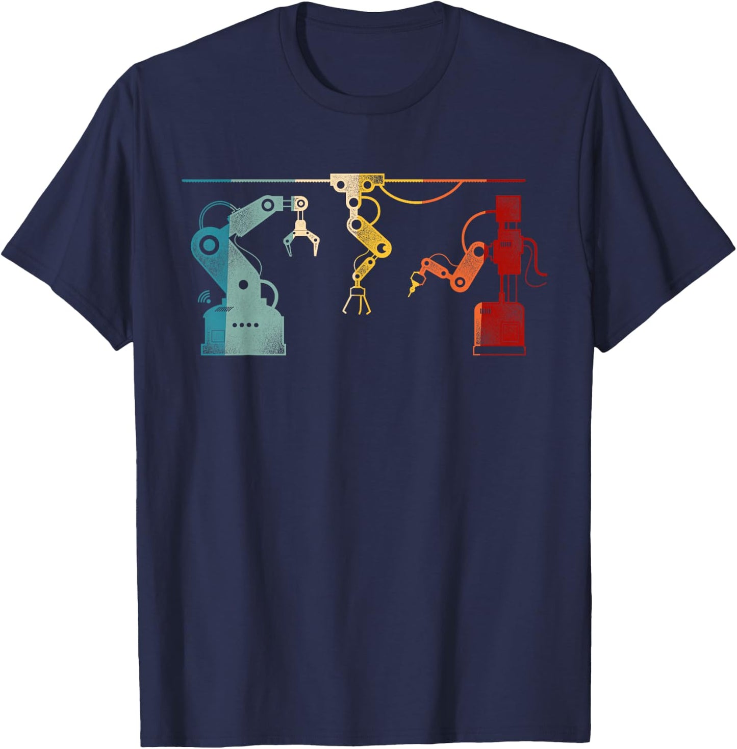 Robot Robotics Engineer Retro Vintage T-Shirt - T-Shirt | Navy