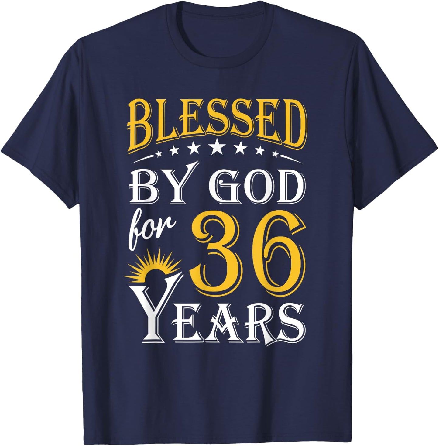 Vintage Blessed by God for 36 years Happy 36th Birthday T-Shirt - T-Shirt | Navy