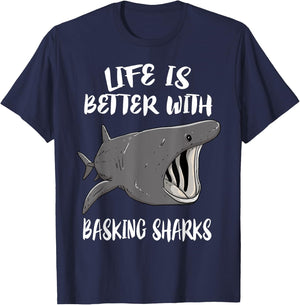 Life Is Better With Basking Sharks T-Shirt - T-Shirt | Navy