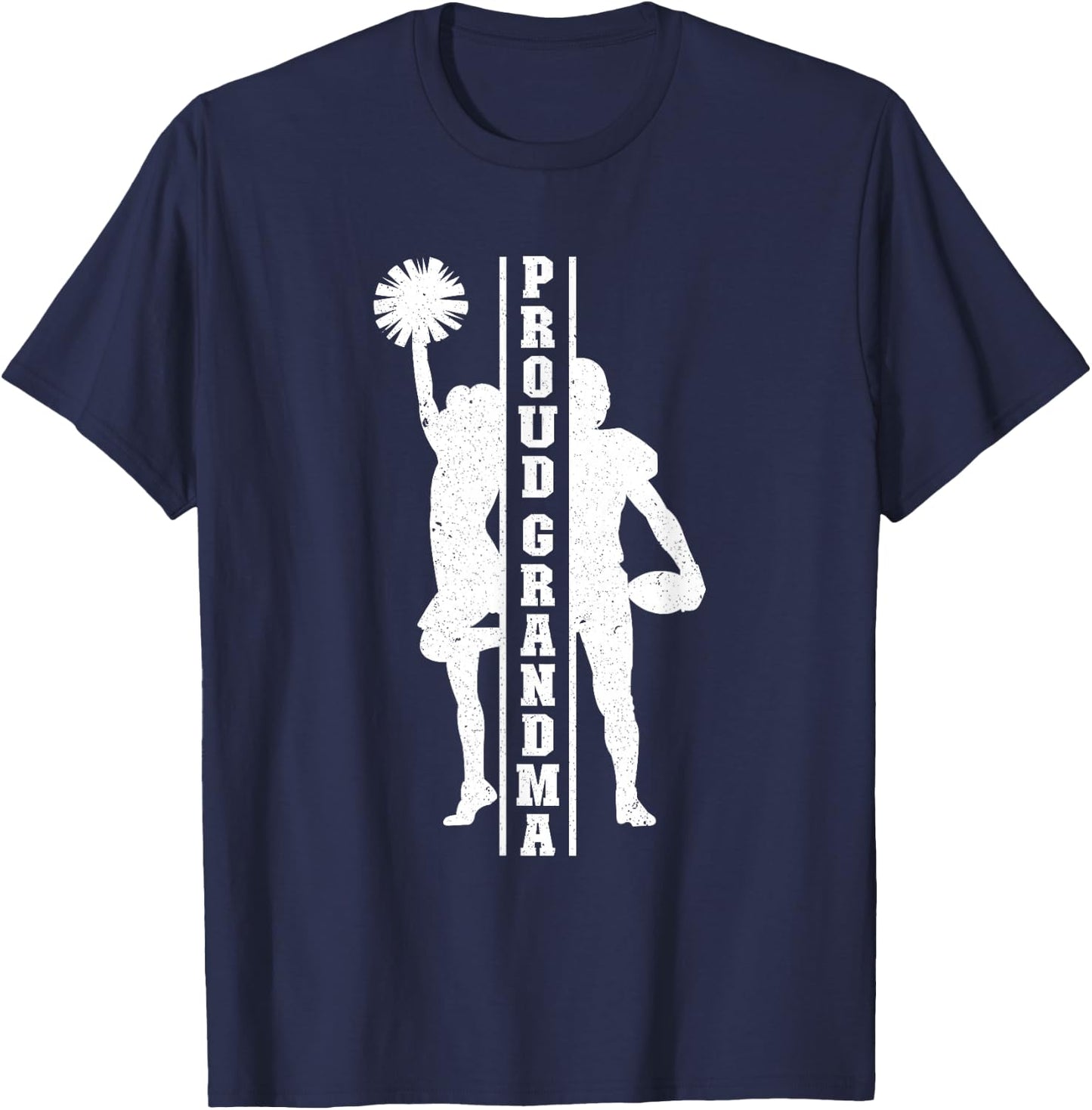 Proud Grandma Of A Football Player & Cheerleader Grandma T-Shirt - T-Shirt | Navy