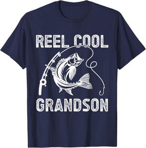 Reel Cool Grandson Fishing for Fisherman Father's Day T-Shirt - T-Shirt | Navy