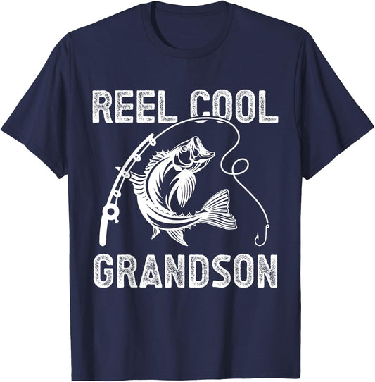 Reel Cool Grandson Fishing for Fisherman Father's Day T-Shirt - T-Shirt | Navy