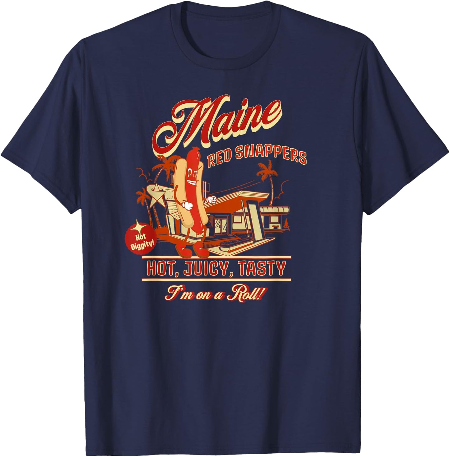 Maine Red Snappers. Best Hot Dog Ever! Women Girls Kids T-Shirt - T-Shirt | Navy