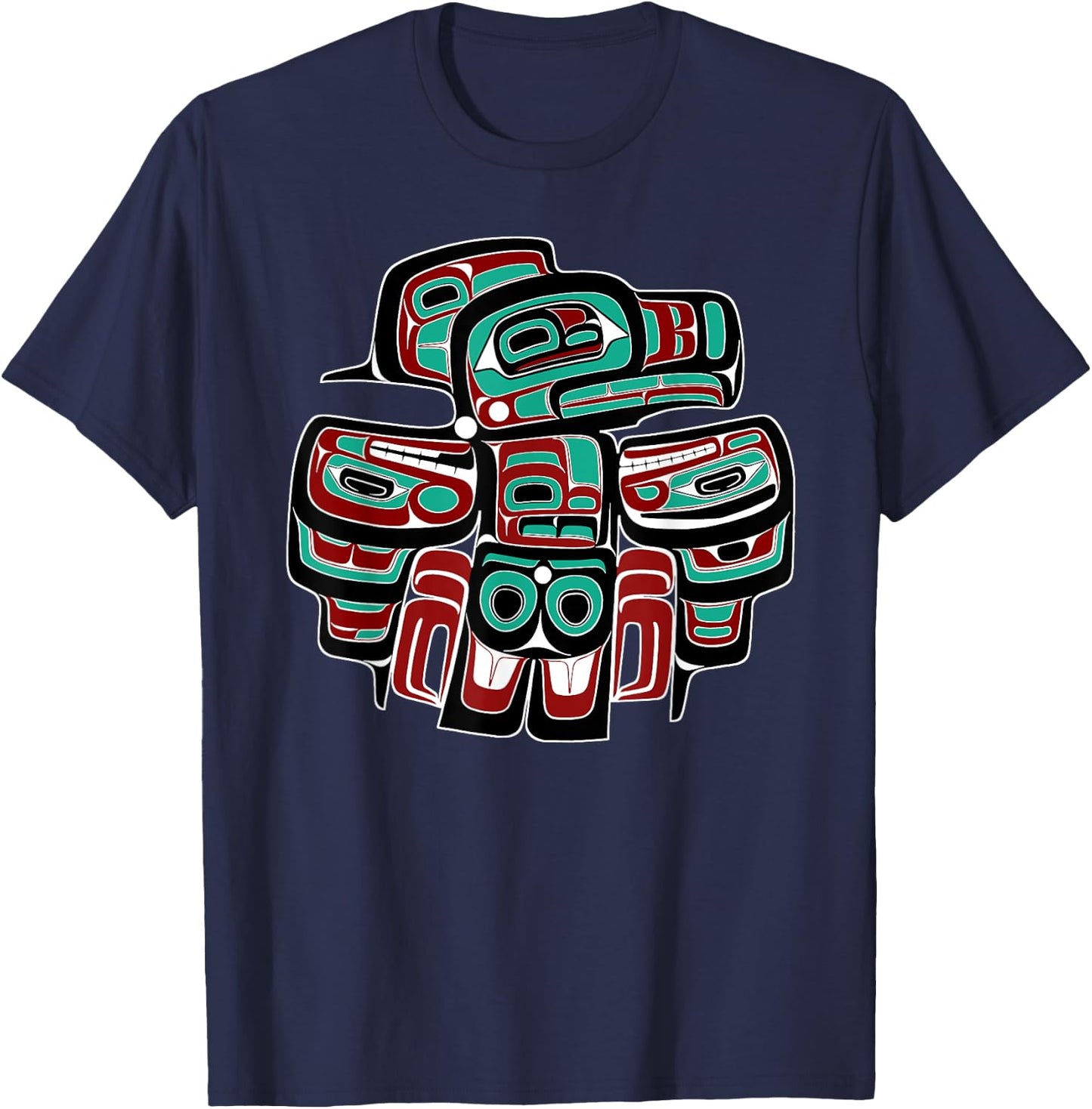 Alaska Native American Art Tlingit Haida Eagle Tribal Clan 2 T-Shirt - T-Shirt | Navy