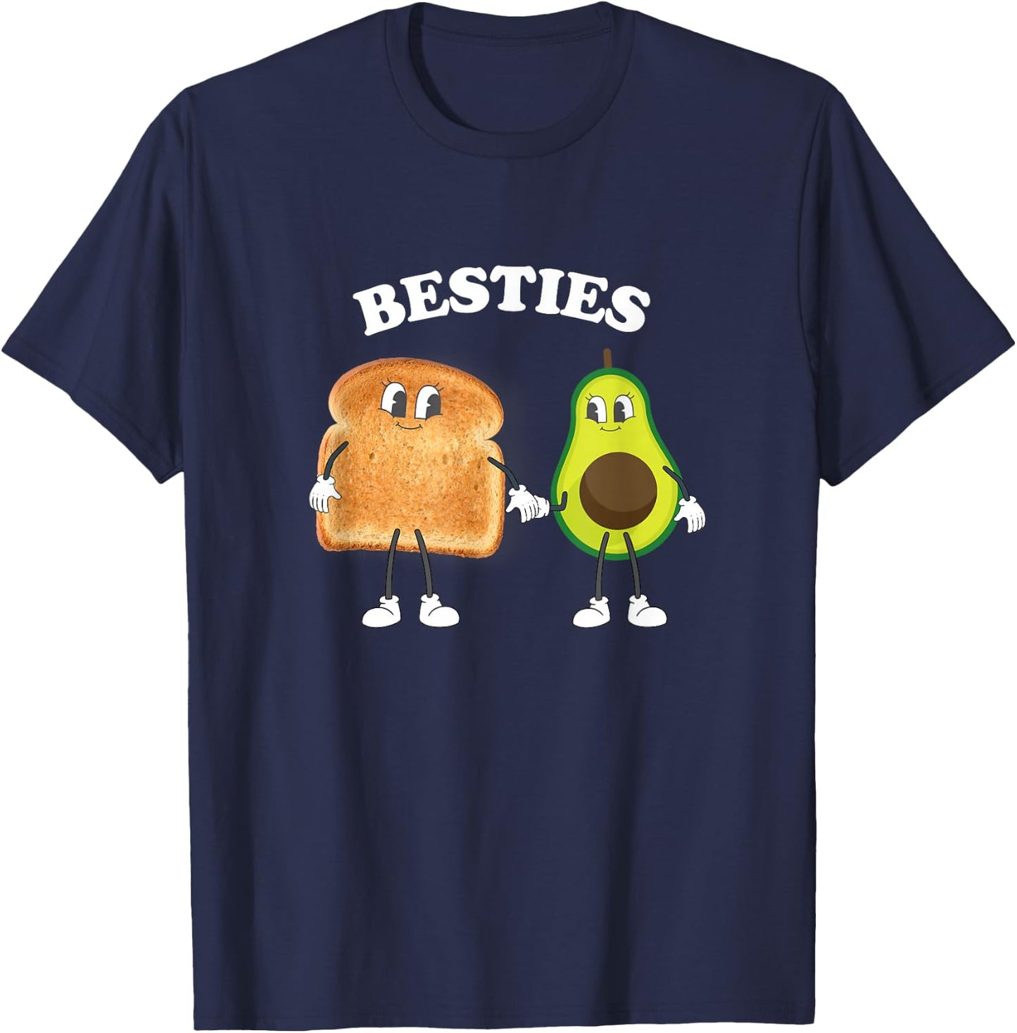 Avocado On Toast Cartoon Best Friends Bestie Besties Vegan T-Shirt - T-Shirt | Navy