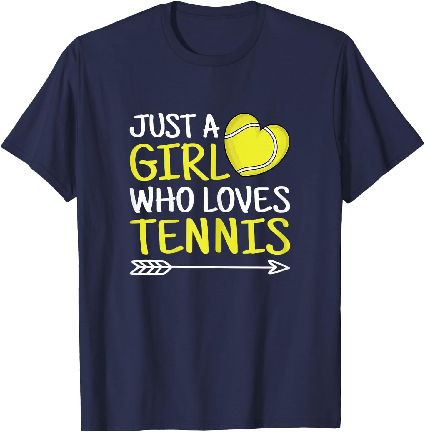 Just A Girl Who Loves Tennis Cute Tennis Lover Girls Kids T-Shirt - T-Shirt | Navy