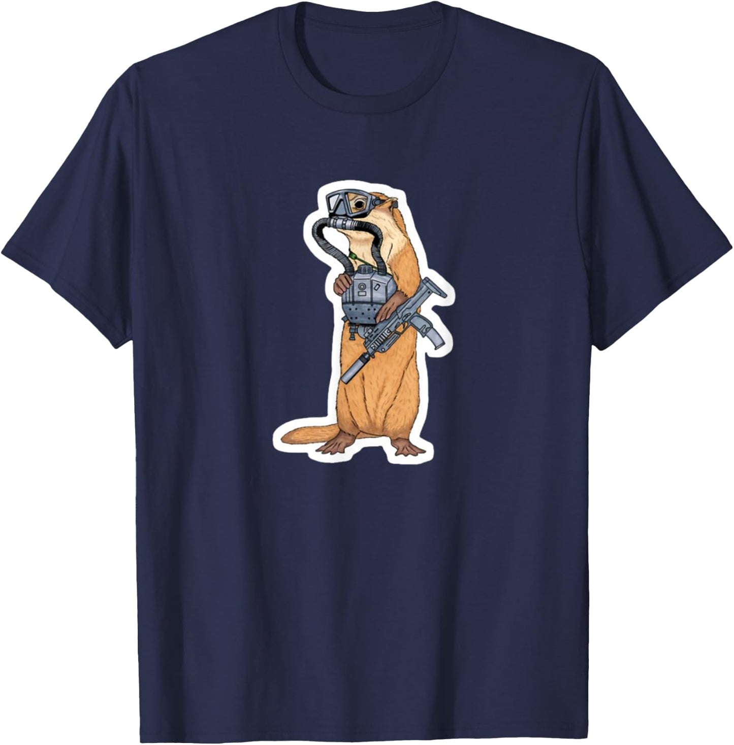 Cute Tactical Operator Military Otter Veteran T-Shirt - T-Shirt | Navy