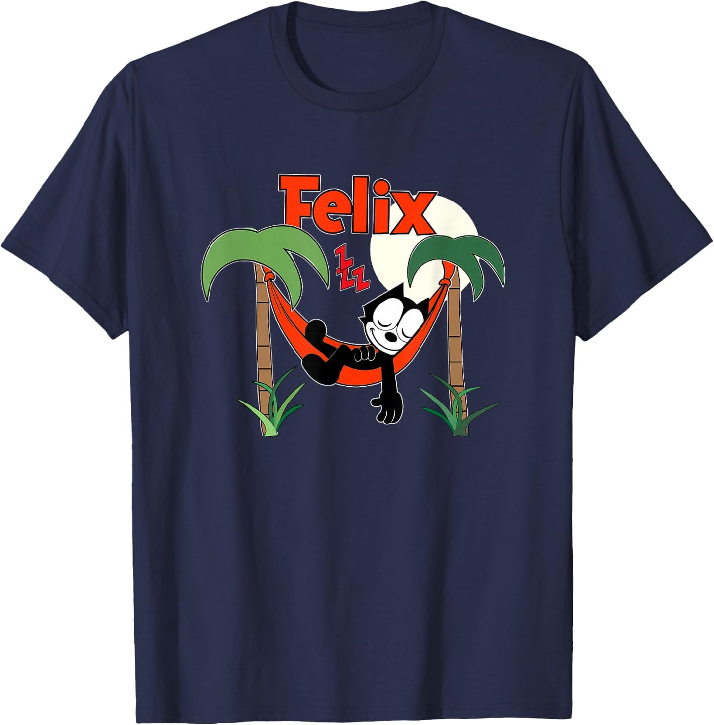 Felix Cat Naps in Hammock Vintage Cartoon Retro T-Shirt - T-Shirt | Navy