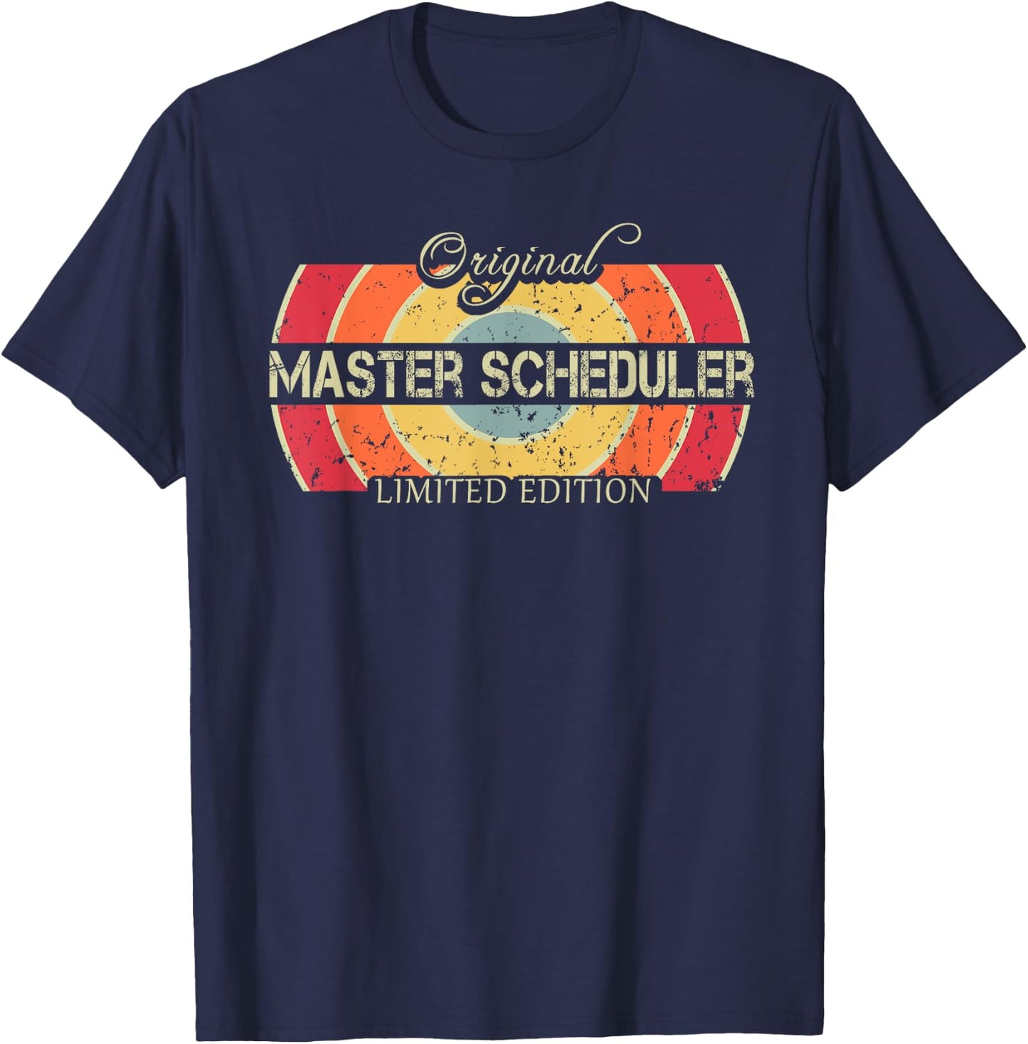 Funny Job Title Worker Retro Vintage Master Scheduler T-Shirt - T-Shirt | Navy