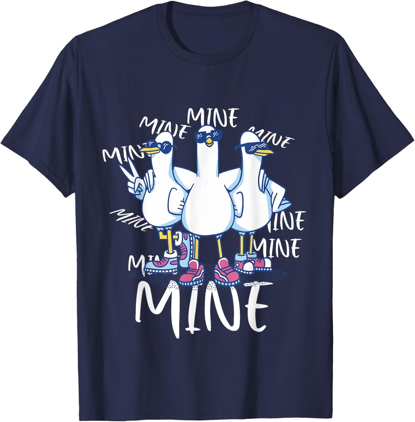 Funny Seagull Saying Mine Funny Pigeon Retro Ocean life T-Shirt - T-Shirt | Navy