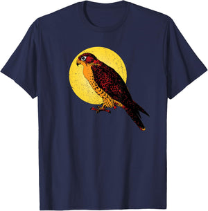 Happy Halloween Orange Falcon Hawk Yellow Moon Light Graphic T-Shirt - T-Shirt | Navy