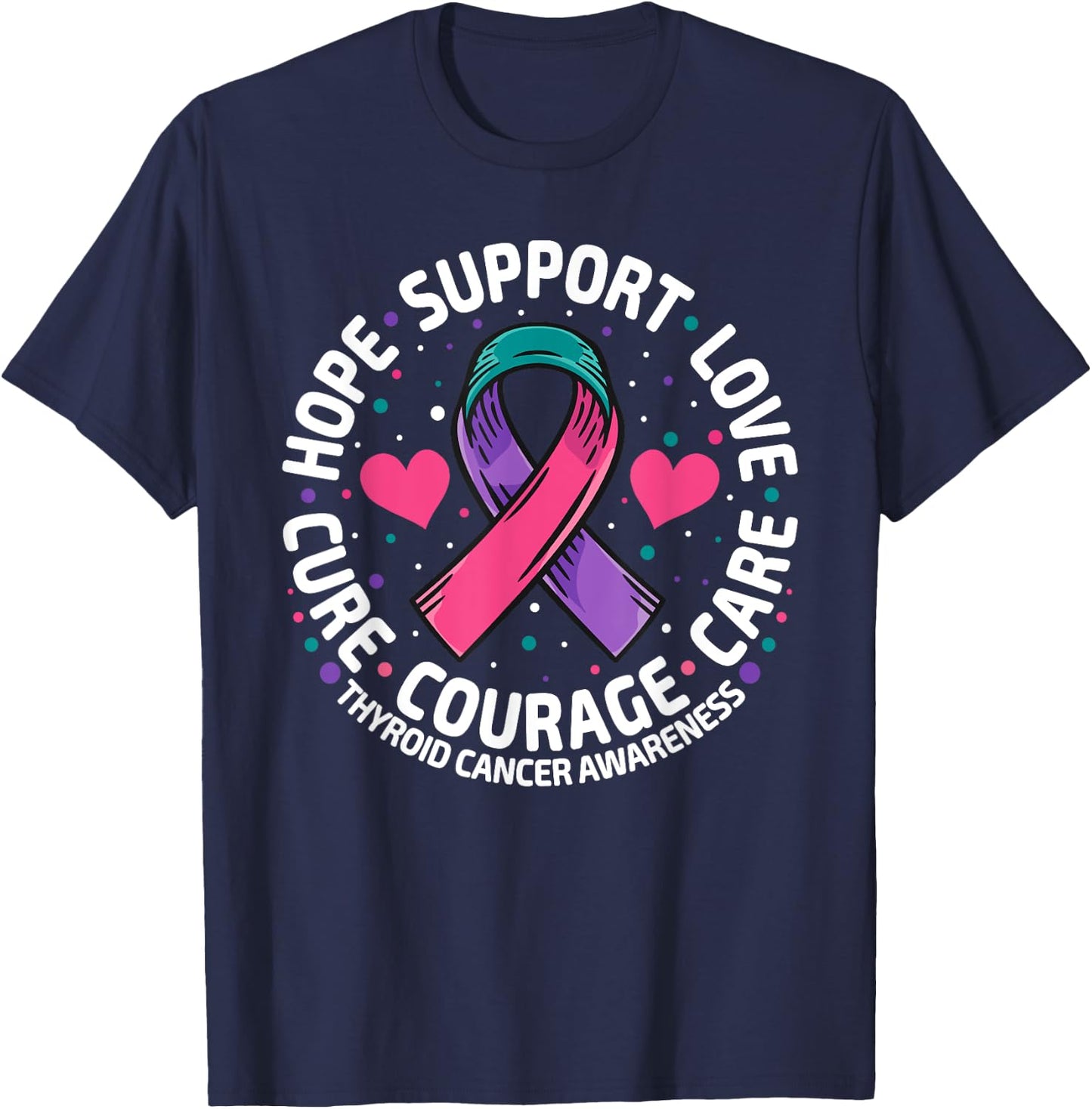 Thyroid Cancer Support Family Thyroid Cancer Awareness T-Shirt - T-Shirt | Navy