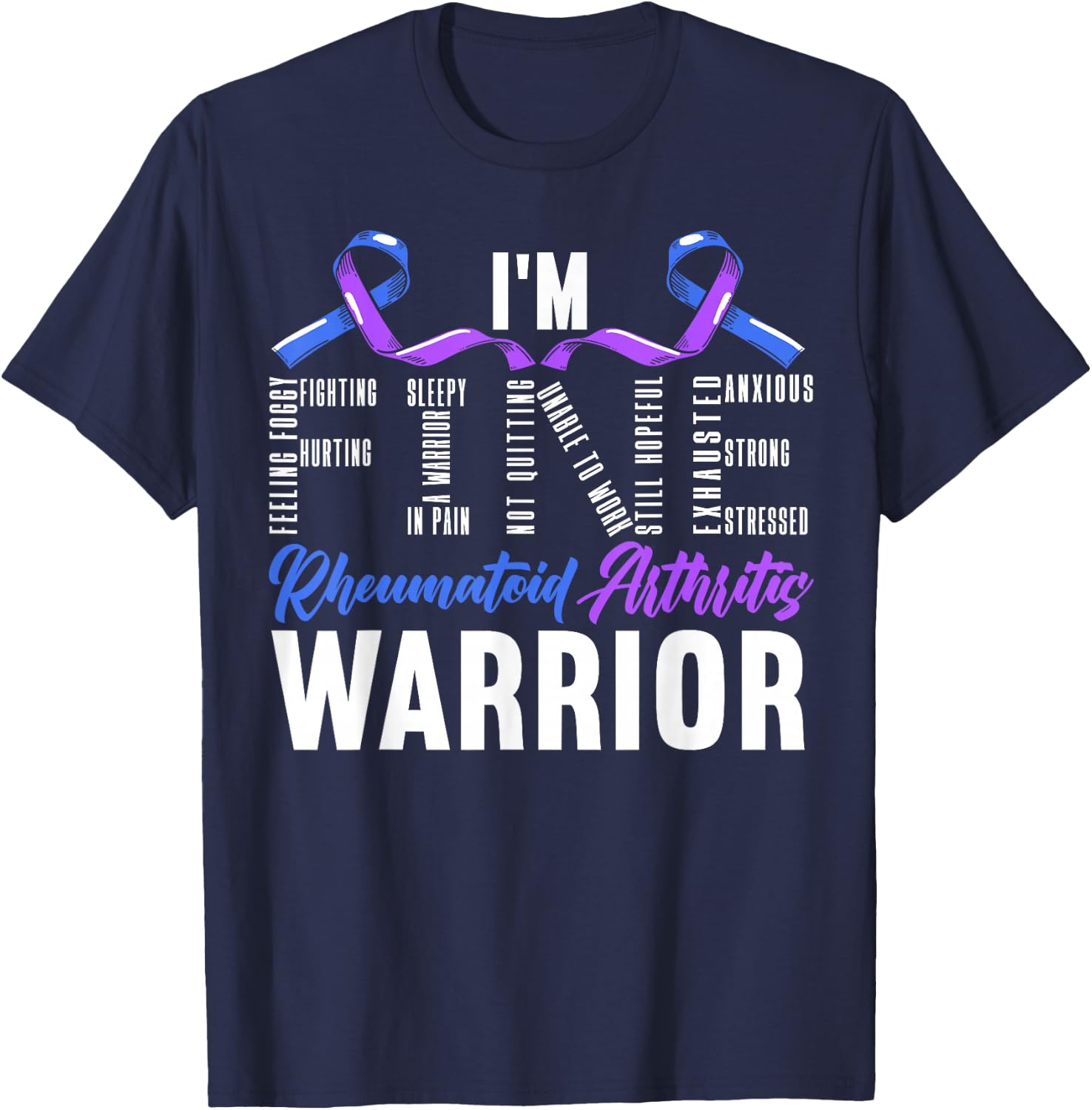 Rheumatoid Arthritis Warrior Autoimmune Disorder T-Shirt - T-Shirt | Navy