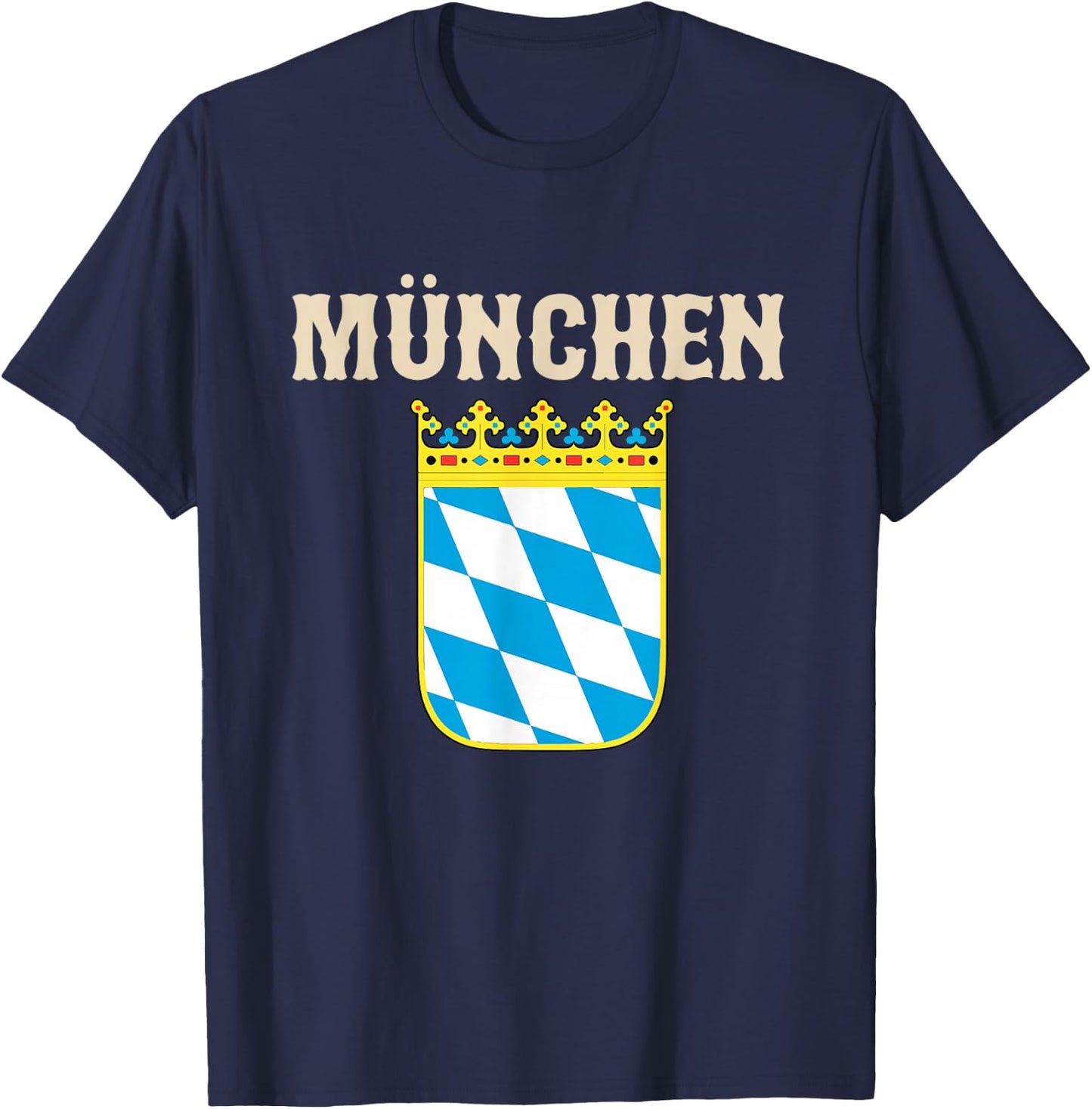Vintage Munchen Munich Souvenir With Bavaria Coat Of Arms T-Shirt - T-Shirt | Navy