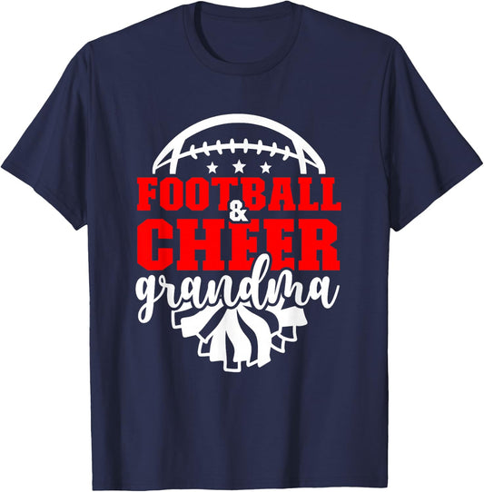 Football And Cheer Grandma Football & Cheerleading Grandma T-Shirt - T-Shirt | Navy