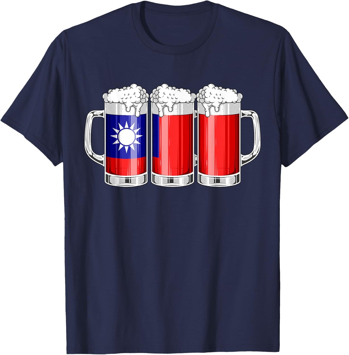 Beer Taiwanese Shirt - Beer Taiwan Flag Patriotic Women Men T-Shirt - T-Shirt | Navy