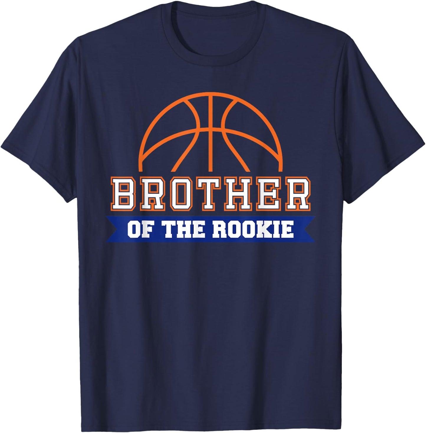 Brother of Rookie 1st Birthday Basketball Theme Matching T-Shirt - T-Shirt | Navy