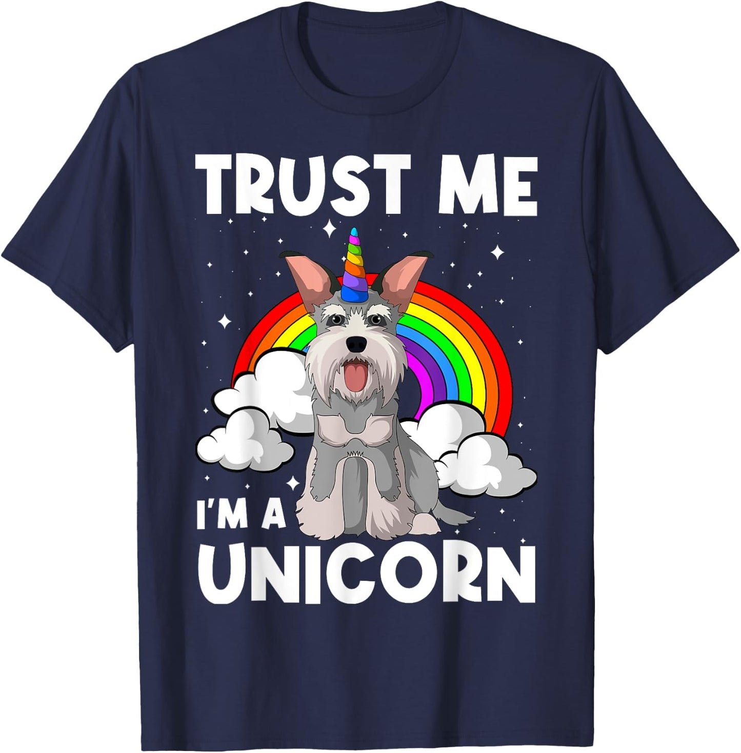 Schnauzer Unicorn Wire-Haired Pinscher Whiskered Snout Dog Men Women Girls Kids T-Shirt - T-Shirt | Navy