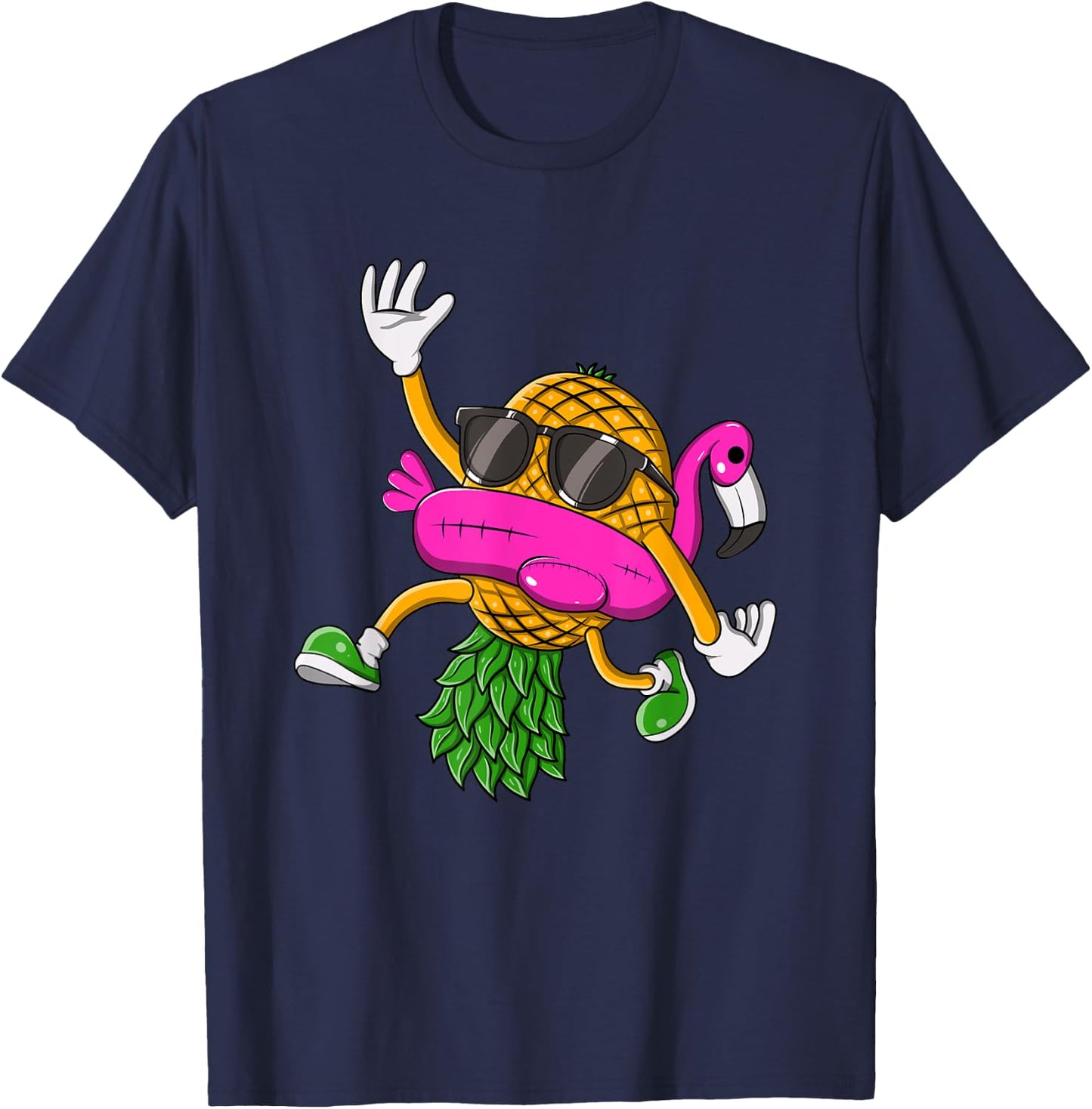Upside Down Pineapple Swinger Flamingo Women T-Shirt - T-Shirt | Navy